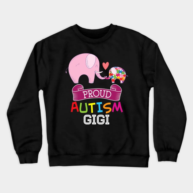 Proud Autism Gigi Autistic Day Awareness Rainbow Puzzle Crewneck Sweatshirt by CarolIrvine